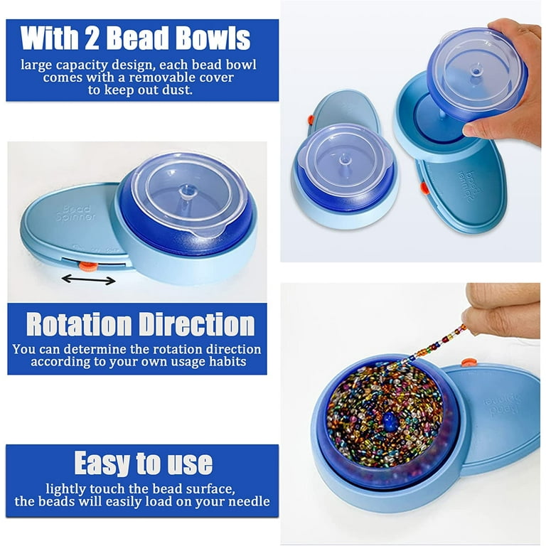 1pc Bead Spinner Bowl With Thrust Ball Bearing & Big Eye Beading Needle,  Handmade String Beads Tool, High Speed Spinning For Craft DIY Jewelry Making