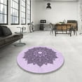 thumbnail image 4 of Ahgly Company Machine Washable Indoor Round Transitional Purple Flower Purple Area Rugs, 5' Round, 4 of 7