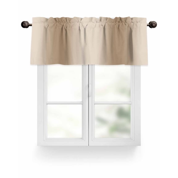 Khaki Gradient Valances for Windows Ombre Valance Rod Pocket Light Filtering Short Window Treatments Curtains for Kitchen Bathroom Living Room Bedroom, 1 Panel, 42 x 12 Inch