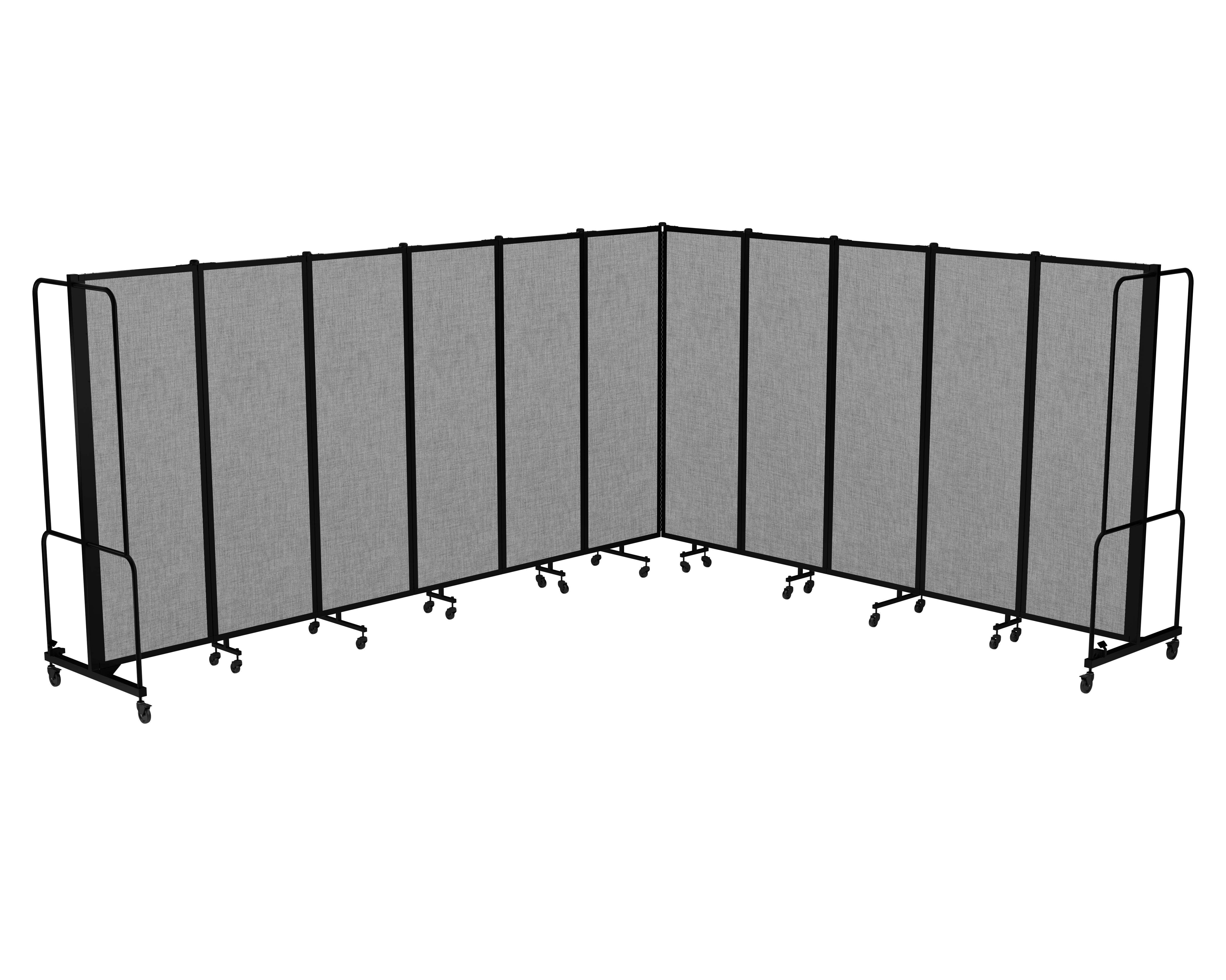 Hampden Furnishings Otis Collection Portable Room Divider, 11 Grey Panels, Black Frame