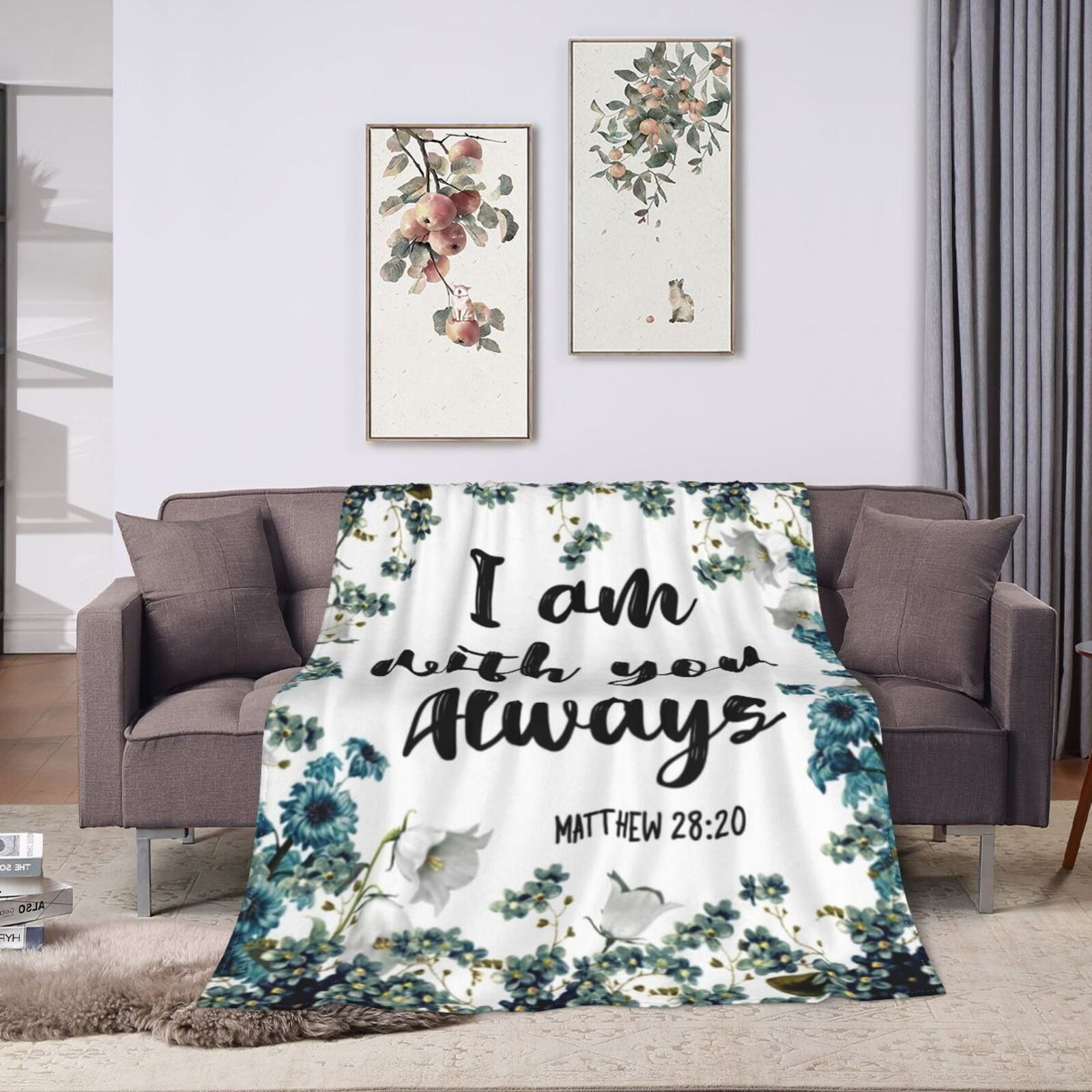 Wijzvio I Am With You Always Throw Blanket Soft Fuzzy Fleece Blanket For Couch Bed Living Room Decoration 50"X40"