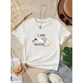 thumbnail image 1 of I HATE MORNINGS And Cartoon Cats Graphic Print, Girls' Casual Crew Neck Short Sleeve T-shirts, Comfy Top Clothes For Spring And Summer For Outdoor Activities, 1 of 5