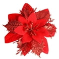 thumbnail image 1 of Cateissary Decoración de flores artificiales de Navidad con purpurina, adorno de árbol de Navidad brillante, decoración de fiesta de año nuevo, sala de Kits de decoración para fiestas Rojo Cateissary HA069938-04, 1 of 6