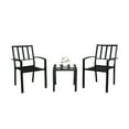 thumbnail image 6 of BTMWAY 3 Piece Patio Set, Outdoor Metal Bistro Set, Backrest Vertical Grid Wrought Iron Dining Table and Chairs Set, All-Weather Patio Furniture Conversation Set for Lawn Deck Porch Balcony, Black, 6 of 17