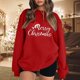 thumbnail image 3 of Gibobby Sudaderas para mujer Suéter suelto con estampado de color sólido para mujer, con mangas en los hombros y sin sombrero(Rojo,CH), 3 of 4