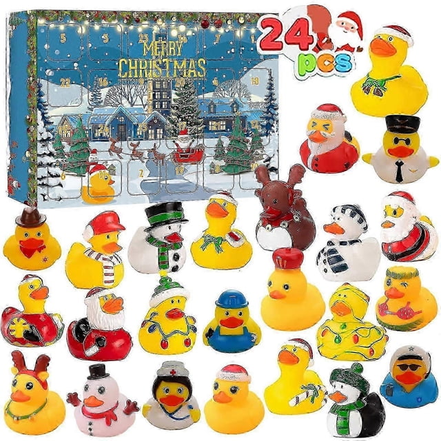 Children's Christmas Advent Calendar - Christmas Countdown Calendar with Rubber Duck Bath Toy - Christmas Countdown Fun Toy Gift - Model 4