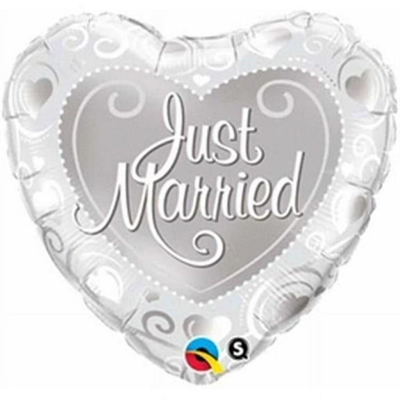 Anagram 71508 18 in. Just Married Hearts Silver Foil Balloon - Pack of 5