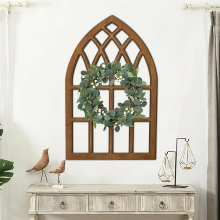 Sintosin Farmhouse Window Frames for Wall Decor Living Room 20  x 32   Hanging Distressed Rustic Arched Wood Window Frame Bedroom Wall Decor Above Bed