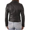 thumbnail image 2 of Womens Genuine Lambskin Leather Jacket Motorcycle Biker Leather Black Jacket W081, 2 of 3