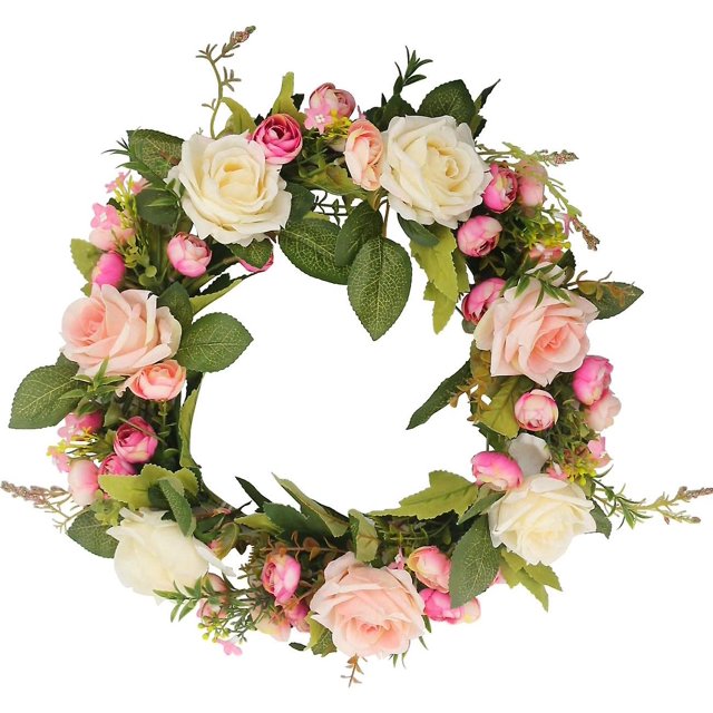 Corona de flores artificiales/guirnalda de flores artificial hecha a mano flores rosas guirnalda para Feliz Sencillez