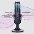 thumbnail image 3 of USB Condenser Microphone Tabletop Desktop RGB Microphone with Stand Computer PC Plug & Play Microphone with Colorful Lights Control Headphone Connection for Audio Monitoring for Podcast R, 3 of 7