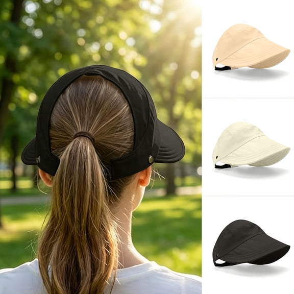 Hfnxid Women's Ponytail-Friendly Foldable Wide-Brim Sun Hat, UPF 50 Beach Hiking Cap with Ventilated Crown, Lightweight Packable Outdoor Shade Hat