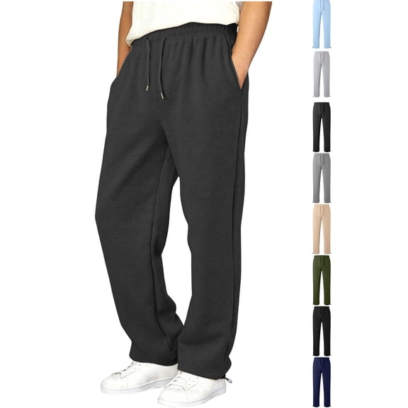 Xaqiouau Boys Fleece Sweatpants Adjustable Cuff Hem Straight Leg Joggers Elastic Waist Drawstring Pants with Pockets Winter Warm Casual Sportswear Dark Gray 12-13Years