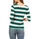 thumbnail image 3 of Camisetas de rayas para mujer Inspire Chic, corte ajustado, mangas de codo, cuello barco, talla XS, verde y blanco, 3 of 7