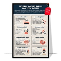 LOLUIS Anxiety Coping Skills Poster, Mental Health Posters, Anxiety Posters for Child Teens (Unframed 11"x17")