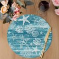 thumbnail image 3 of Teal Coastal Round 15 Inch Placemats Set of 8, Summer Ocean Sea Waves Starfish Corals HeatResistant Non Slip Place Mats for Dining Table, Wipeable Braided Kitchen Table Mats for Housewarming, 3 of 9