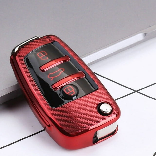 Étui Protecteur de Clé de Voiture, Style Fibre de Carbone, Télécommande en TPU, Coque de Télécommande de Clé de Voiture pour Audi A1 A3 Q3 TT