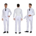 thumbnail image 4 of ETHAN Mens 3-Piece Suit Set Solid Polyester Slim Line for Career Fair Conference Presentation Set Black White, 4 of 7
