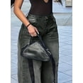 thumbnail image 2 of Women's High - Waisted Wide - Leg Jeans Loose Fit Fashion Casual Retro Casual Trend Cotton Denim Classic Button Pocket Design Multiple Washes (Black/Blue/Gray) Fashion Everyday Pants, 2 of 5