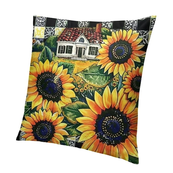 BANET Decorative Pillow Cover , Yellow Black Throw Pillow Cover, Decor for Home Outdoor Sofa Couch, Fall Flower Pillow case White