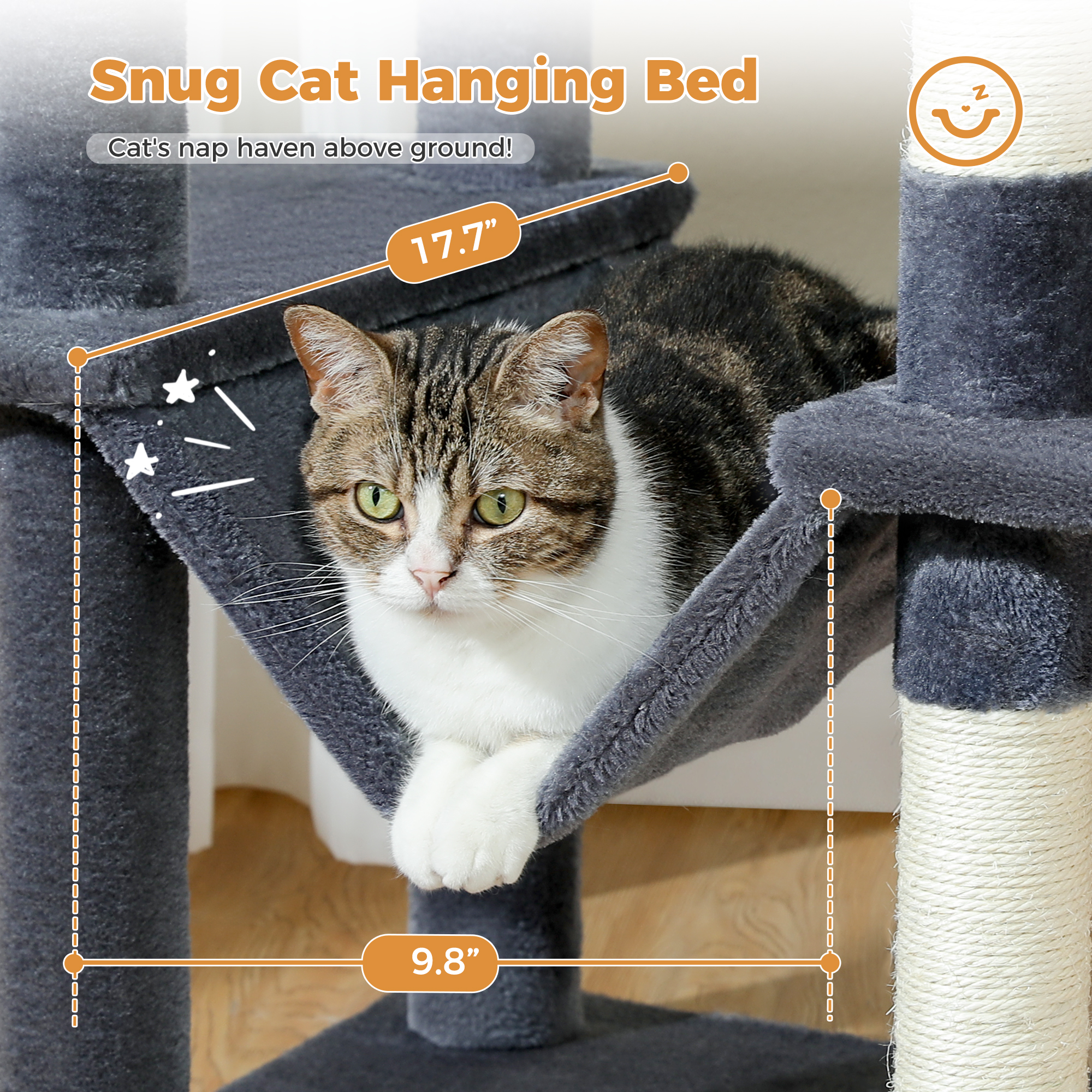 Pawz Road 64" 5-Tier Cat Tree with Dual Hammocks photo 2