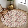 thumbnail image 2 of Round Rugs 7Ft, Pink Beige Flowers Round Area Rug Washable Indoor Throw Carpet, Spring Floral Elegant Pastoral Rustic Large Non Slip Circle Rug for Dining Room Playroom Home Decor Aesthetic, 2 of 8