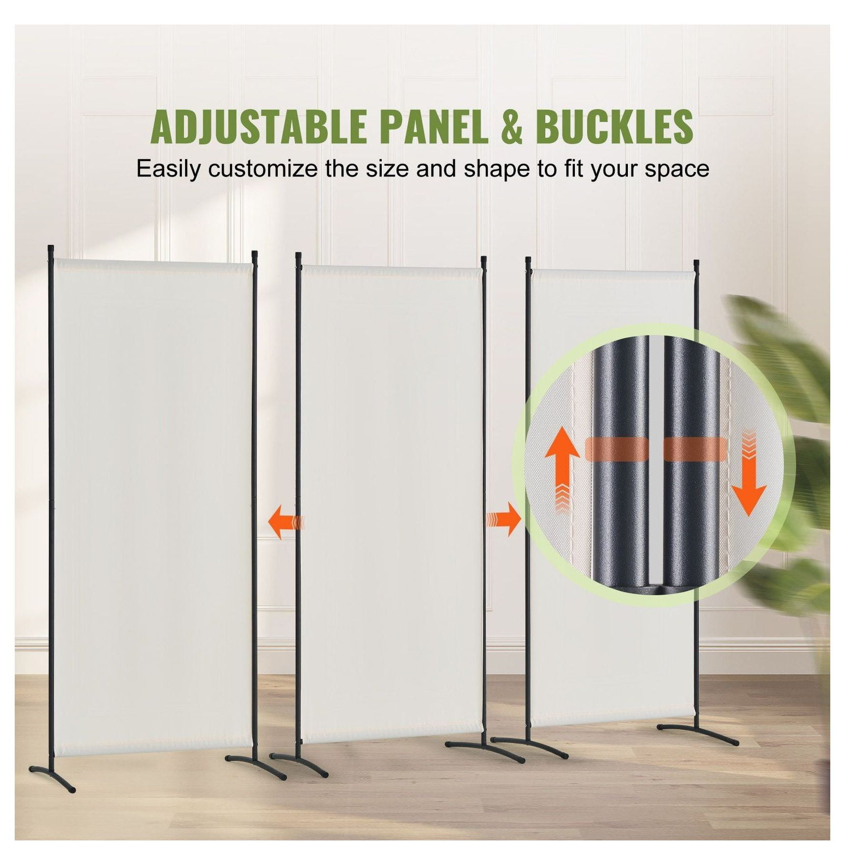 Room Divider 3 Panel, Folding Privacy Screen, Fabric Partition for Home Office Bedroom, Freestanding Decorative Screen, White