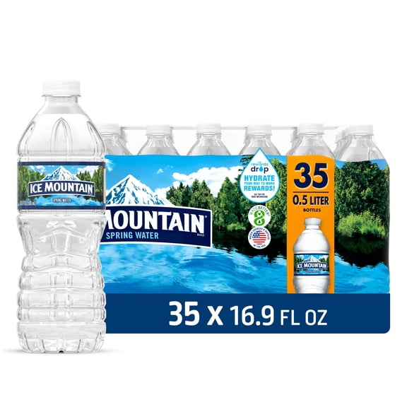 Ice Mountain Spring Water, 16.9 Fl Oz, 35-Pack Plastic Bottles