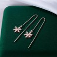 thumbnail image 4 of 925 Sterling Silver Christmas Snowflake Earrings Dangle Chain for Women Teens Snowflake Dangle Earrings Long Threader Earrings, 4 of 11