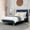 Blue, variant on AGARTT Upholstered Platform Queen Size Bed Frame with Headboard Wooden Slats Support,White Linen