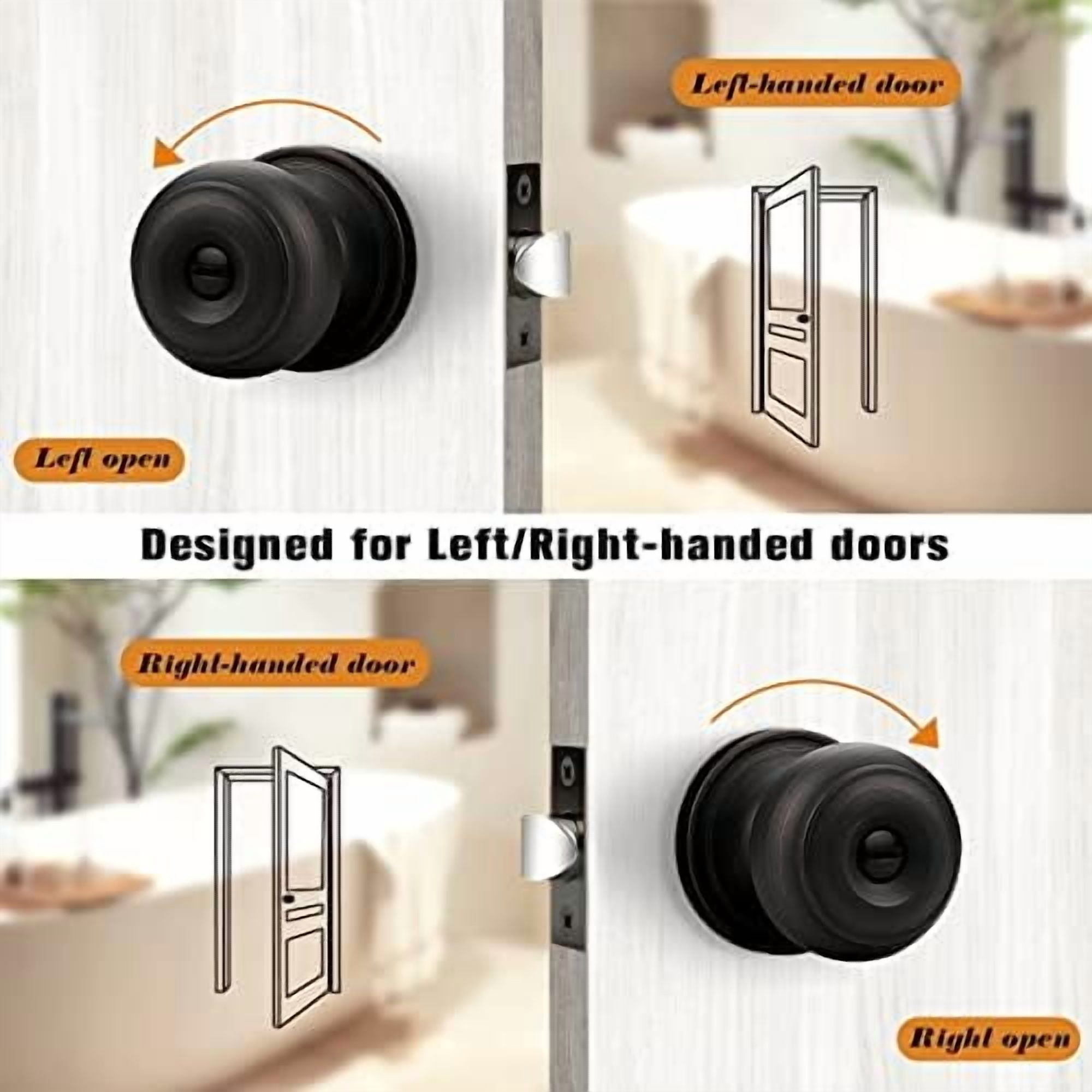 Privacy Door Knob Door Handles, Interior Door Knobs for Bedroom Bathroom, Oil Rubbed Bronze, 6 Pack