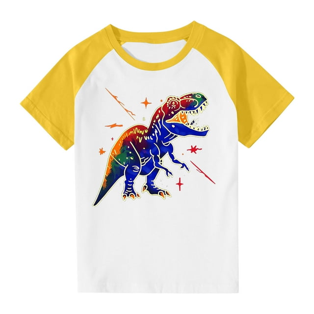 RXIRUCGD 2025 Vêtements d'Été pour Enfants Tout-Petits Garçons Filles Mode Mignon Col Rond Imprimé Manches Courtes Haut