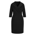 thumbnail image 5 of LEKWK Work Dresses for Women Elegant Classy V Neck Business Casual Dress 3/4 Sleeve Sheath Dress Bodycon Pencil Dress Office Wear, 5 of 6