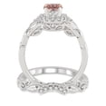 thumbnail image 3 of 1.25 Carat Morganite & Diamond Vintage floral Bridal Set Engagement Ring on 10k White Gold, 3 of 3