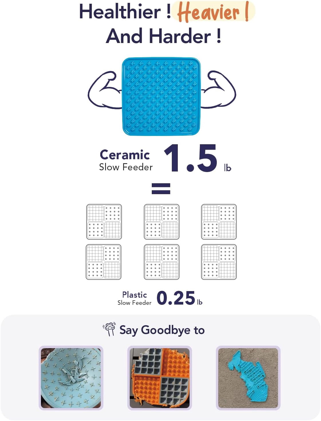 Slow Feeder Dog Bowl, 7.5 Inch Lick Mat for Medium and Large Breed, Anxiety Relief Licking Mat, Puzzle Feeder for Peanut Butter, Treats, Pet Enrichment Toys, Cross Blue