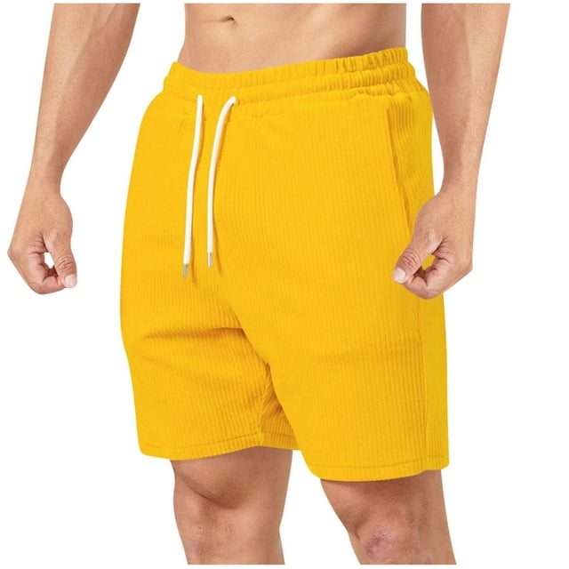Pantalones Cortos para Hombres Casual Verano Color Sólido Casual Cordón Bolsillo Recto a Través de Pantalones Cortos, Pantalones de Moda de Poliéster