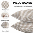 thumbnail image 5 of Throw Pillow Covers 20x20 Inch Set of 2, Minimalistic Checkered Beige Rural Style, Waterproof Outdoor Pillow Covers, Decorative Cushion Pillowcases for Couch, Sofa, Bed, Garden, Patio, 5 of 9