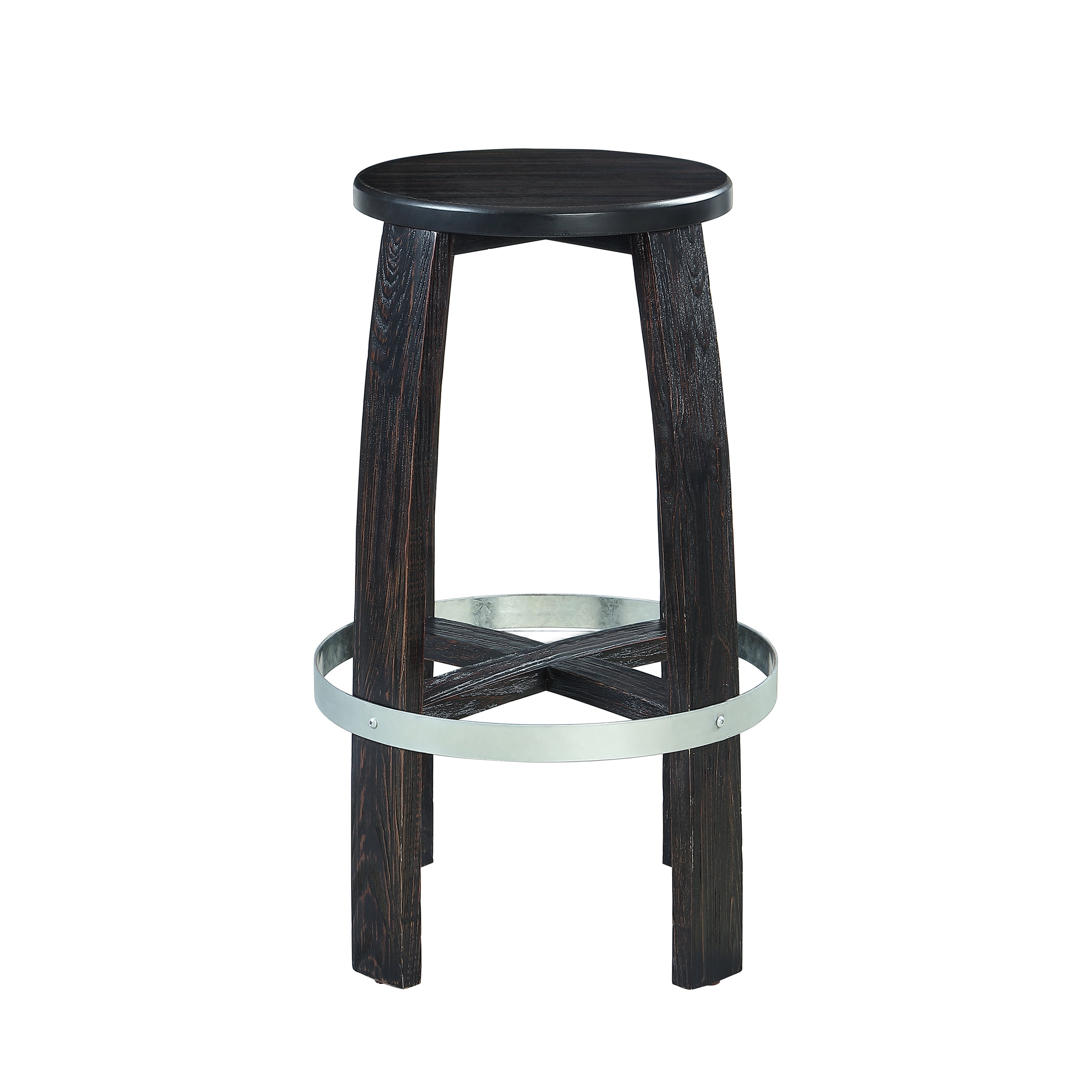 Powell Seaver 30" Round Swivel Backless Barstool, Rustic Dark Brown