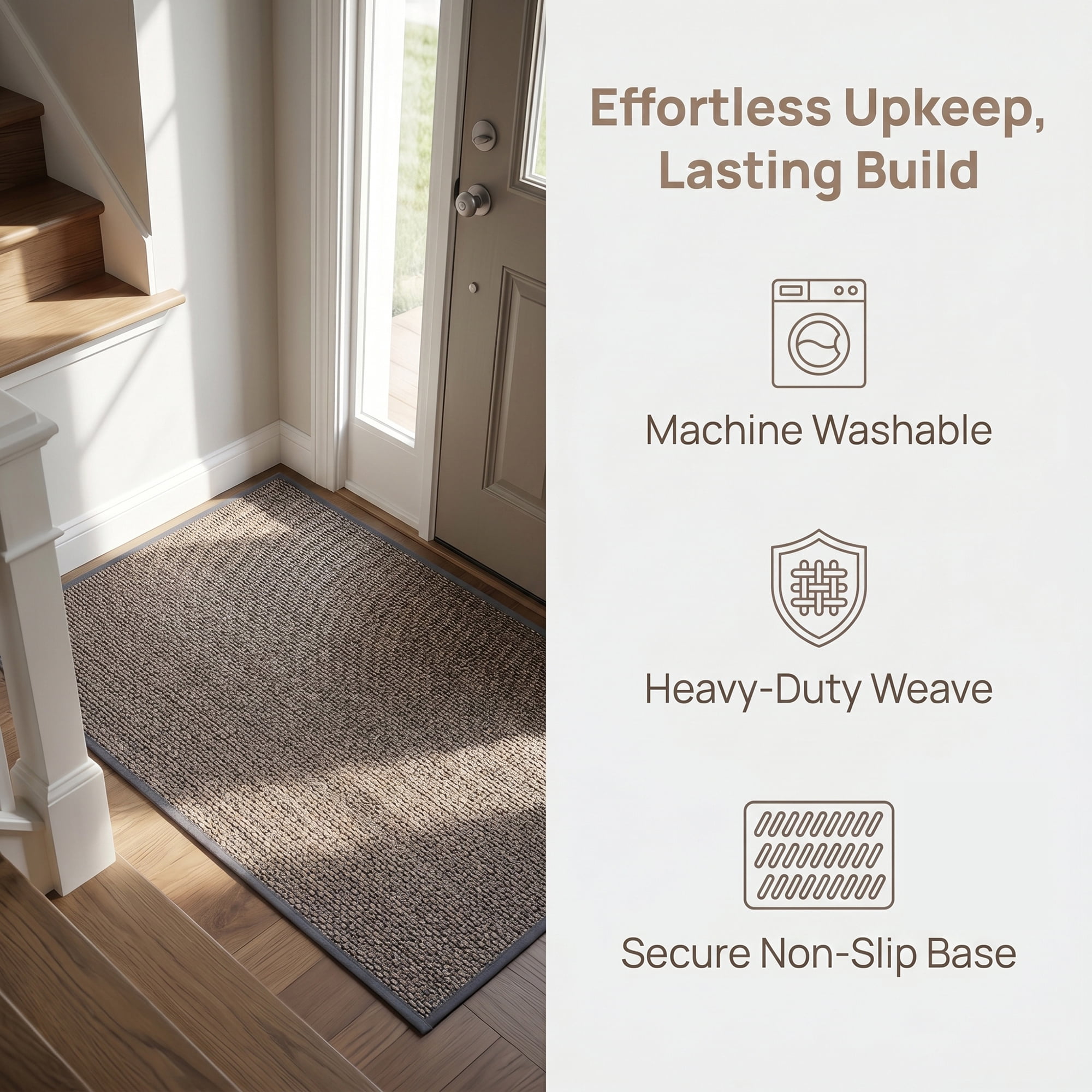 Unique Bargains Non-Slip Entrance Scraper Rug Natural Jute Doormat Multicolor 30" x 18"