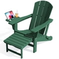 thumbnail image 6 of KINGYES Folding Adirondack Chair set of 2, Adjustable Backrest with Pull-Out Footrest & 4-in-1 Mobile Phone, Tablet, Cup Holder Tray, HDPE Plastic Adirondack Chair for Patio Garden Outdoors Fire Pit, 6 of 10