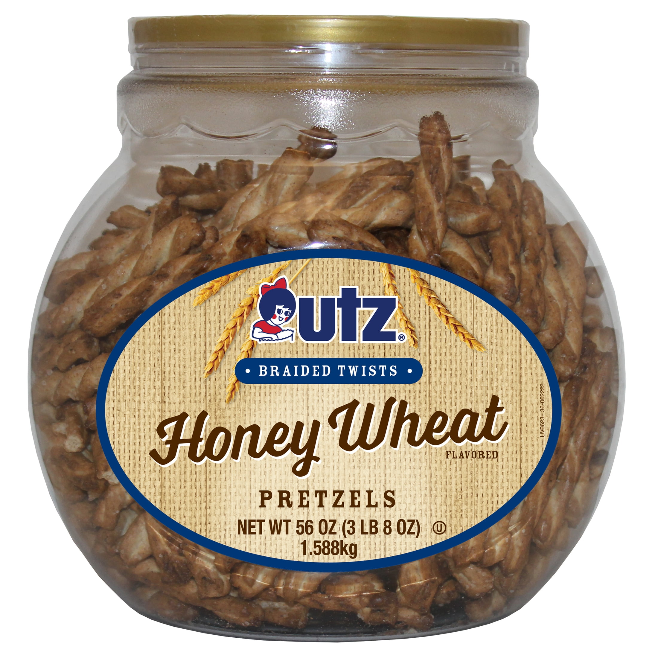 (2 pack) 56 oz Utz Braided Honey Wheat Twists Pretzels Barrel