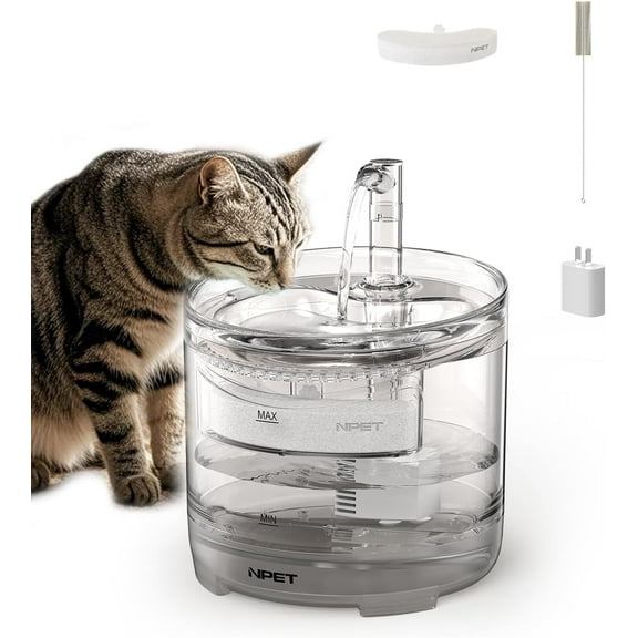 NPET 54oz Cat Water Fountain Super Quiet Automatic Pet Drinking Fountain with Faucet Kit