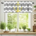 thumbnail image 2 of Yellow Nautical Valances for Windows, 42 x 12in, Anchor Grey Wavy Stripes Rod Pocket Kitchen Valance Curtain Light Filtering Window Treatments for Living Room Bedroom, 1 Panel, 2 of 7