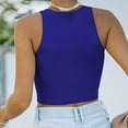 thumbnail image 5 of Naughtyhood Tank Tops for Women 2024,Sexy Casual Women's Sleeveless Solid Round Neck Tops Ladies Blouse Crop Singlet,Women's Tank Top,Blue,XXXL, 5 of 7