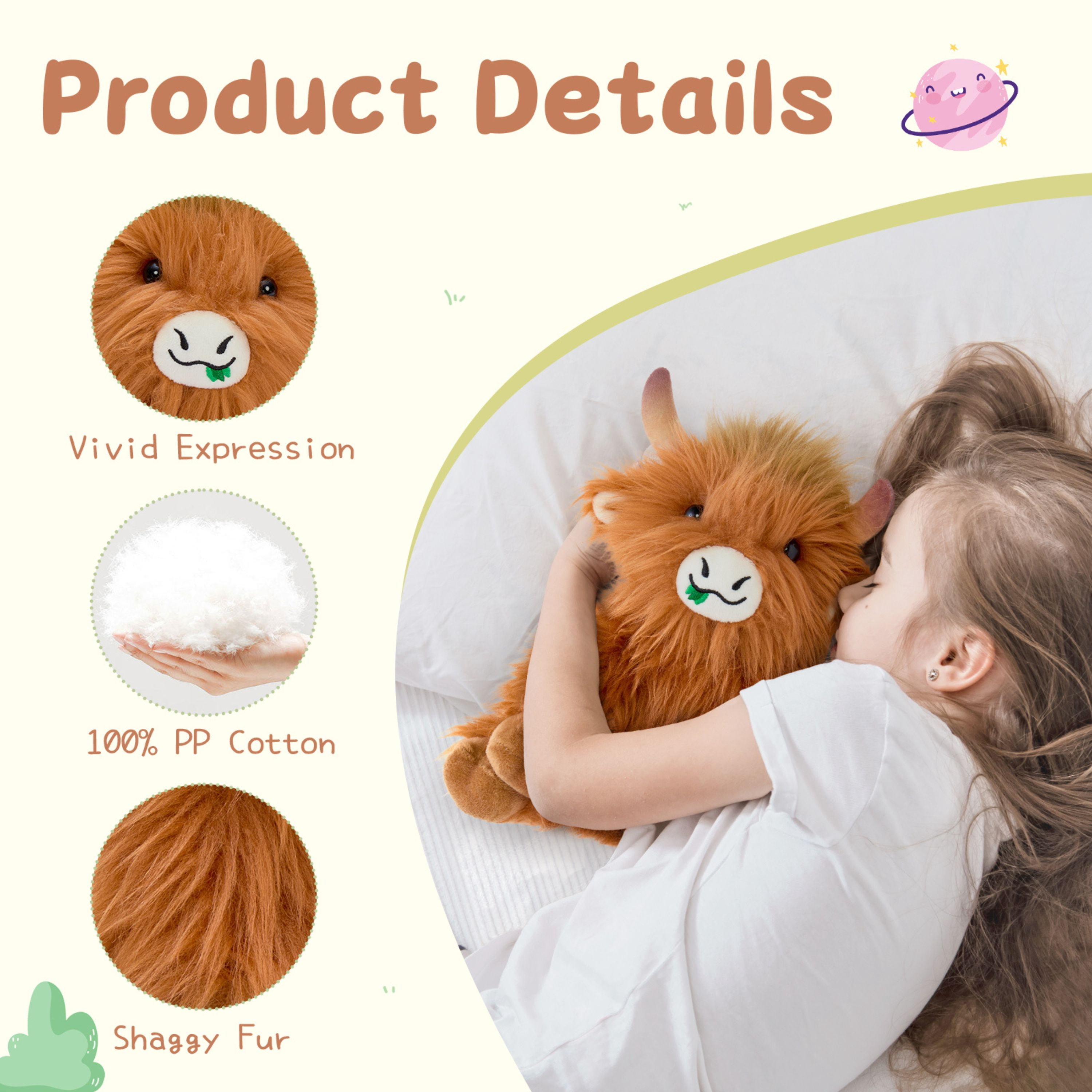 Tezituor 4Pcs Highland Cow Stuffed Animals Stuffed Animals Bulk Plush Toy