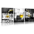 thumbnail image 1 of Kitchen Wall Art for Dining Room,Wine Painting Artwork Poster Black White Canvas yellow Wine In Cups Pictures For Home Decorations, 1 of 6