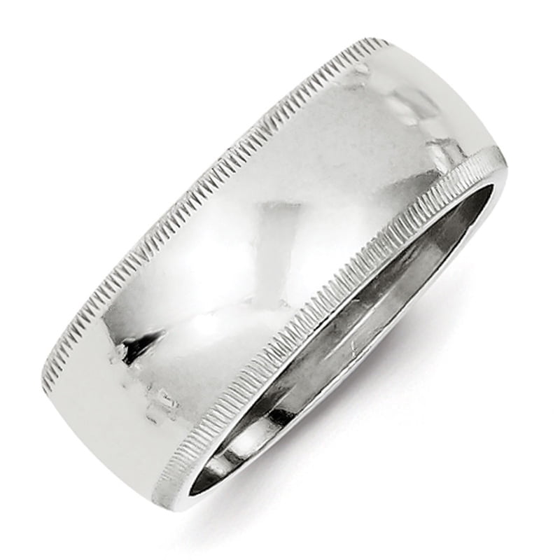 Mireval Sterling Silver 9mm Half-Round Band
