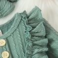 thumbnail image 6 of Efsteb Newborn Toddler Baby Girls Romper Casual Long Sleeve Solid Color Round Neck Jumpsuit Romper with Headband (Green,6-9 Months), 6 of 8