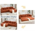 thumbnail image 6 of 110.75" Modular L-Shaped Cloud Sofa, Orange Corduroy Fabric Sectional Couch for Living Room, with Movable Ottoman, Cup Holders & Side Pocket, Includes 8 Throw Pillows, Unfolds into Bed, 6 of 9