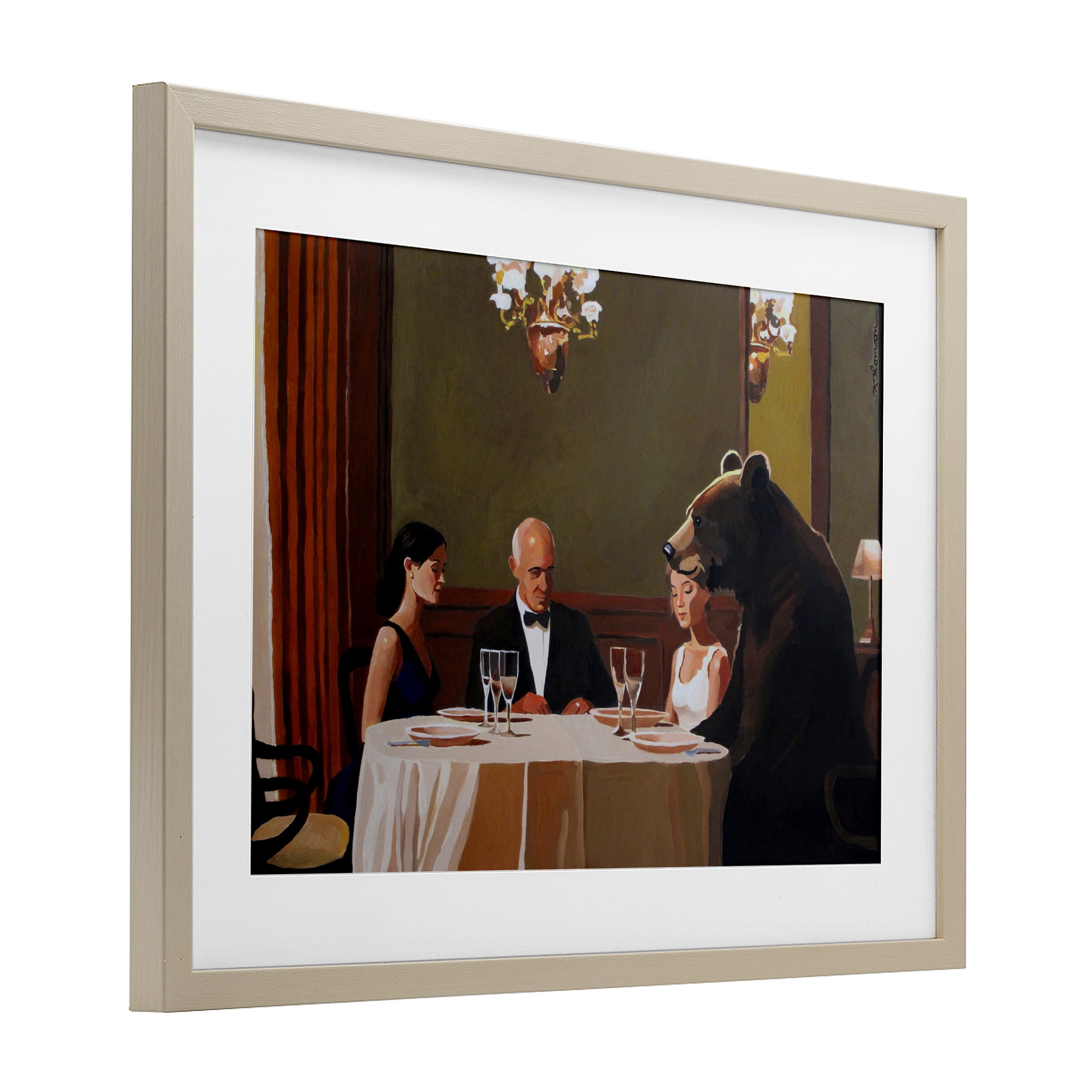 Dinner Guests & Steve Birch Framed Print Under Glass, design by Keith Thomson